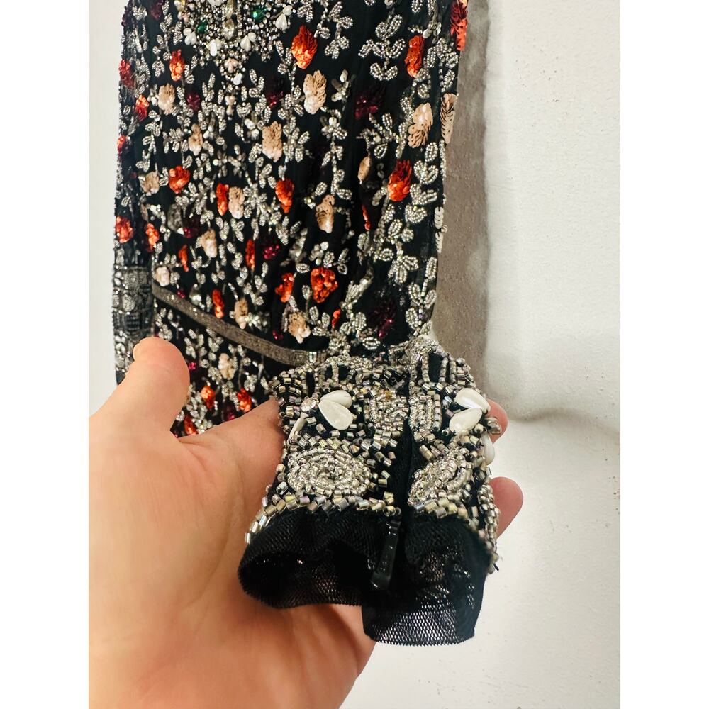 MAC DUGGAL 93925 Black Mutlicolored Beaded Sequin Long Sleeves Formal Dress sz 2 - Picture 10 of 16